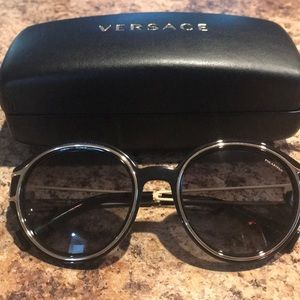 Versace polarized sunglasses black and gold